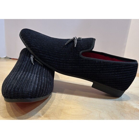 La Milano Men Shoes Vienna Black Red Bottoms Sz 11 Velvet Loafers main image 9